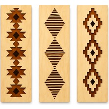 Dekmar 3'lü Etnik Kilim Motifli Mdf Duvar Dekoru 20 x 50 cm