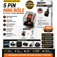 Duolight 12V 40A 5 Pin Mini Röle Çift Platin Sargılı Şeffaf Gövde Yüksek Performans Oto Röle 1 Adet