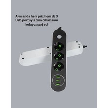 Uravas Store 3 USB Portlu Üçlü Priz CXE103