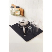 Uravas Store Siyah Renkli Ekstra Emici Bulaşık Kurutma Matı & Mutfak Tezgah Üstü Örtüsü (45X34 Cm)