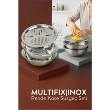 Uravas Store Çelik Rende Kase Süzgeç Seti - Multifix 3 In 1 Paslanmaz Çelik 722050