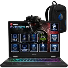 MSI Msı Cyborg 15 Intel Core I7-13620H 24 GB Ddr5 4 Tb SSD Rtx 5060 8 GB 15.6'' Fhd IPS 144Hz Windows 11 Pro Oyuncu Dizüstü Bilgisayar B13WFKG-494XTRRNP08