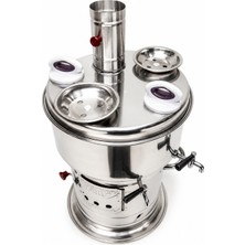 Piknik Sepetim Büyük Semaver 12 Litre Çift Musluk + 2 Demlik Hediyeli Çay Seti Içinde 0.60 Kalın Krom Paslanmaz Sac(Jumbo Boy)