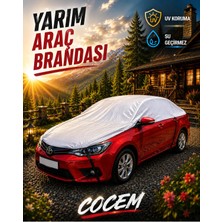 Cocem Yarım Araç Brandası Gri Su Geçirmez Uv Korumalı Sedan Hatchback Suv Uyumlu Oto Koruma Örtüsü