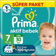 Prima 7 Beden Aktif Bebek Bezi Süper Paket 30 Adet