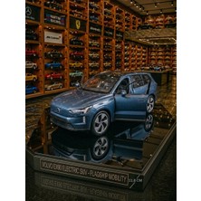 Oyuncak Sahili Volvo EX90 Metal Araba 11.8cm Koleksiyon Orjnal Model Kapılar Açılır Ex 90 Çekbırak Metalic Blue Wlly Lısanced