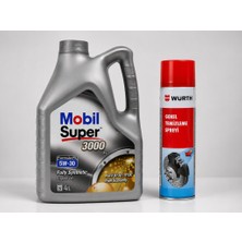 Mobil Süper 3000 X1 Fe 5W-30 Motor Yağı 4 Litre + Würth Balata Spreyi 500 ml