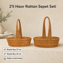 PratikBir 2'li Hasır Rattan Sepet Seti