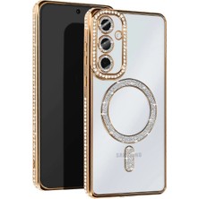 Royaleks Samsung Galaxy S25 Kılıf Joke Simli Magneticsafe Kılıf - Gold