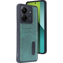 Royaleks Xiaomi Redmi 13C Kılıf Sara Kartvizitli Deri Kılıf - Koyu Yeşil