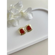 Nergis Collection Kadın Mng Model Açık Kırmızı Doğaltaş Küpe