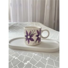 Nergis Collection Çiçekli Mor Kupa Bardak Çay Kahve Fincanı 200 ml
