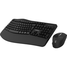 Esranın Dünyası Siyah Kablosuz Ergonomik Klavye ve Mouse Seti - Konforlu Kullanım