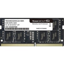 Esranın Dünyası Team Elite 8gb (1X8GB) 3200MHZ cl 22 Ddr4 Notebook Sodımm Ram