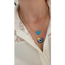 Nergis Collection Murano Mavi Kalp Kolye? Murano Nazar Kolye ?