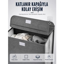 My Best Store Kapaklı Duvar Tipi Kirli Çamaşır Sepeti Yer Tasarrufu Sağlayan