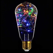 Mucize LED Ampul, Neon Işık, 4 Renk, 50 Led, Gümüş Tel,1 W, E2 [enerji Sınıfı G]