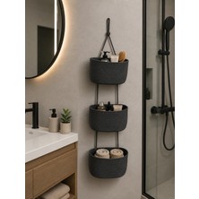 Miessa 3’lü Askılı Banyo Mutfak Çocuk Odası Düzenleyici Boncuklu Sepet, Asılabilir Sepet , Organizer