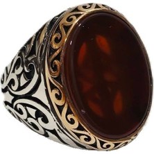 Hasyılmaz Kahverengi Taş Motifli 925 Ayar Gümüş Yüzük 13,65 Gram