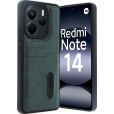 Royaleks Xiaomi Redmi Note 14 4g Kılıf Sara Kartvizitli Deri Kılıf - Koyu Yeşil