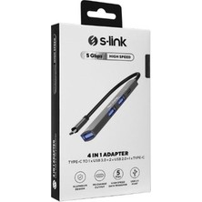 Esranın Dünyası S-Link SWV-USBC023 4 In 1 Gri Metal Typec To 2-Usb2.0 USB 3.0, Pd Type C