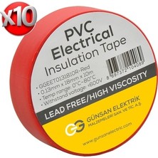 Esranın Dünyası Kırmızı Elektrik Izolasyon Bandı - 10 Adet 0.13 mm Kalınlık 18 mm Genişlik