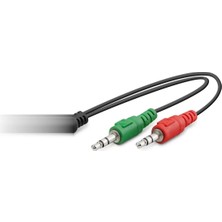 Uslucan Alışveriş 2 x 3.5 mm To 3.5 mm F Kablo 2lıne Mikrofon + Kulaklık 20CM Siyah HDX1053