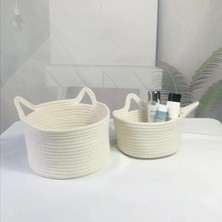 Miessa Çok Amaçlı Düzenleyici Sepet, 2'li Kedi Figürlü Banyo Düzenleyici, Toka Sepeti, Çocuk Odası Sepet