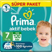 Prima 7 Beden Aktif Bebek Bezi Süper Paket 30X4 120 Adet