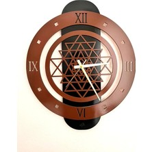 Dekmar Sri Yantra Kutsal Geometri Dekoratif Duvar Saati Kahverengi 60X50 cm