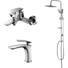 Esranın Dünyası Newarc Slim Lavabo,banyo Bataryası,duş Ünitesi Set