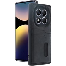 Royaleks Xiaomi Redmi Note 14 Pro 4g Kılıf Sara Kartvizitli Deri Kılıf - Siyah