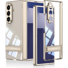 Ceponya Galaxy Z Fold 7 Kılıf Kamera Korumalı Şeffaf Tasarımlı LEGO Standlı Kapak