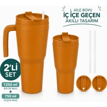 Kale Termos Kale Sippro Mug Iç Içe Geçen 2'li Pipetli Suluk Seti 1250 ml + 750 ml