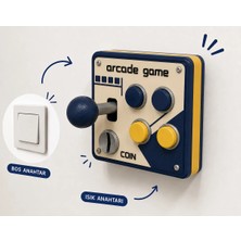 Decorius Arcade Atari Oyun Kumandası Görünümlü Sarı Lacivert Duvar Priz Anahtarı Çerçevesi - Mini Joystick Dekoratif Anahtar Çerçevesi Süsü - Çocuk Odası, Gamer Odası Anahtar Süsü Priz Anahtar Çerçeve