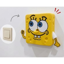 Decorius Süngerbob Temalı Duvar Prizi-Anahtarı Çerçevesi - Dekoratif Anahtar Çerçevesi Süsü - Çocuk Odası, Gamer Odası Anahtar Süsü - Priz Çerçeve - Anahtar Çerçeve