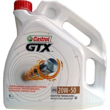 Castrol GTX 20W-50 Viskozite Motor Yağı 4 lt Üretim 2025 LPG Koruma Sağlar