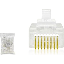 Uslucan Alışveriş Cat5 Konnektör Ez RJ45 Delikli 100LÜ Paket Şeffaf HDX5062