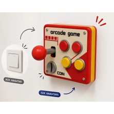 Decorius Arcade Atari Oyun Kumandası Görünümlü Sarı Kırmızı Duvar Prizi-Anahtarı Çerçevesi - Mini Joystick Dekoratif Anahtar Çerçevesi Süsü - Çocuk Odası, Gamer Odası Anahtar Süsü Priz Anahtar Çerçeve