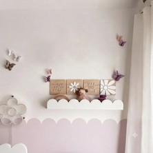 Miessa Montessori Raf Ahşap, Bebek Çocuk Odası Kitaplık, Dalgalı Raf, Süslü Raf