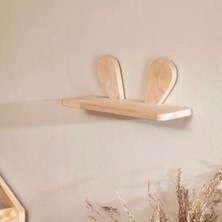 Miessa Bebek Çocuk Odası Ahşap Tavşan Kulaklı Raf , Ahşap Montessori Dekoratif Raf 35 cm Çocuk Odası Dekoru