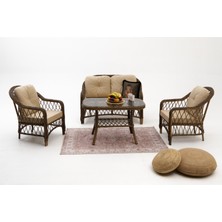 Divona Home Lores Rattan Bahçe Balkon Oturma Grubu (2+1+1+Masa )