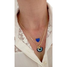 Nergis Collection Murano Nazar - Lacivert Kalp Kolye