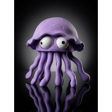 Demirhan3D 🐠 Hareketli Gözler Denizanası (Jellyfish) Figürü | 3D Baskı Pla Dekoratif Masaüstü Süsü | Sevimli Koleksiyon ve Hediyelik 12 cm