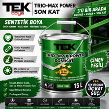 Tek Boya Trio-Max Power 3'ü Bir Arada Sentetik Çatı Sacı Boyası Çimen Yeşili (Antipas-Astar-Son Kat) 15 Litre