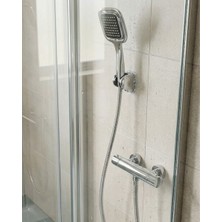Die Grup Siyah Duş Başlığı Seti Spiral Hortumlu El Duşu ve Duvar Askısı Banyo Seti