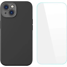 Die Grup Baseus Liquid Silica Gel iPhone 14 6.1 Silikon Kılıf + Tempered Ekran Koruyucu SET-(5775)