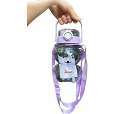 Grand Concept Store Smile Şeffaf Ayıcıklı Öğrenci Su Matarası Spor Su Şişesi Suluk 1000ML Bpa Içermez Mor