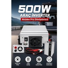 Eco Lounge 500W 12V Dc 220V Ac Inverter USB Çıkışlı Fanlı Akü Güç Dönüştürücü Araç Kullanımı