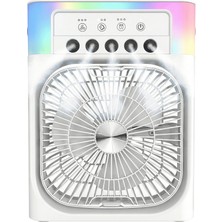 Die Grup Feny FN-F65 Beyaz 3 Kademeli Hız Buharlı Ferahlık Rgb Aydınlatma 6" Kanat Masaüstü Dahili 1800MAH Bataryalı Type-C Şarj Girişli VANTILATÖR(1923)
